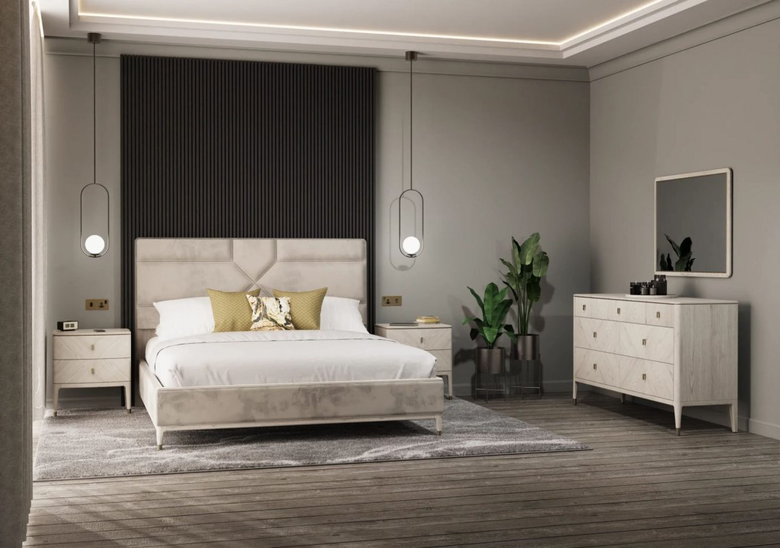 Leotta 7 Drawer Wide Chest (Stone) with Ribbed Top Drawers by Vida Living Leotta 7 Drawer Wide Chest (Stone) with Ribbed Top Drawers by Vida Living