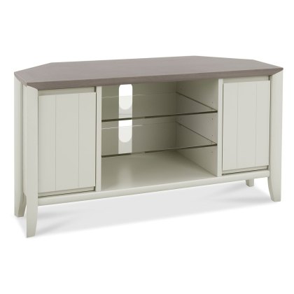 Bergen Grey Washed Oak & Soft Grey Corner Entertainment Unit by Bentley Designs Bergen Grey Washed Oak & Soft Grey Corner Entertainment Unit by Bentley Designs