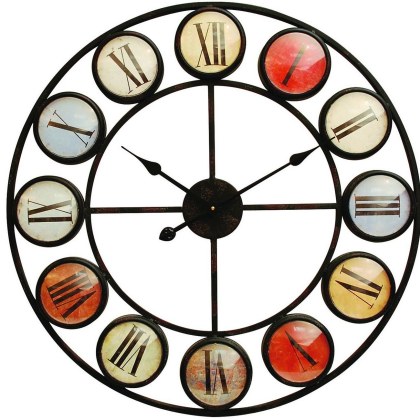 Smarty Iron Clock Roman Numerals Coloured Domed Glass by Libra Smarty Iron Clock Roman Numerals Coloured Domed Glass by Libra