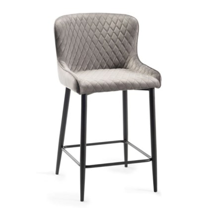 Pair of Cezanne Bar Stools (Grey Velvet / Black Leg) by Bentley Designs Pair of Cezanne Bar Stools (Grey Velvet / Black Leg) by Bentley Designs