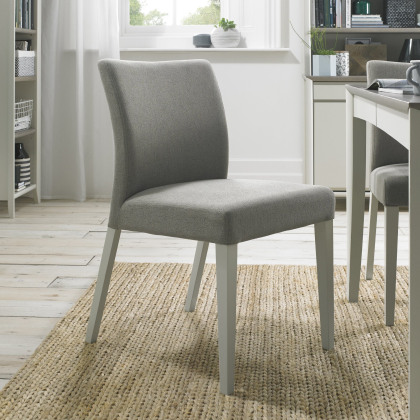 Bergen Grey Washed Upholstered Chair - Titanium Fabric (Sold in Pairs) by Bentley Designs Bergen Grey Washed Upholstered Chair - Titanium Fabric (Sold in Pairs) by Bentley Designs