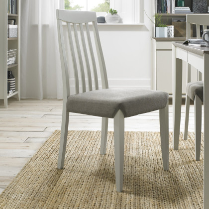 Bergen Grey Washed Slat Back Chair - Titanium Fabric (Sold in Pairs) by Bentley Designs Bergen Grey Washed Slat Back Chair - Titanium Fabric (Sold in Pairs) by Bentley Designs