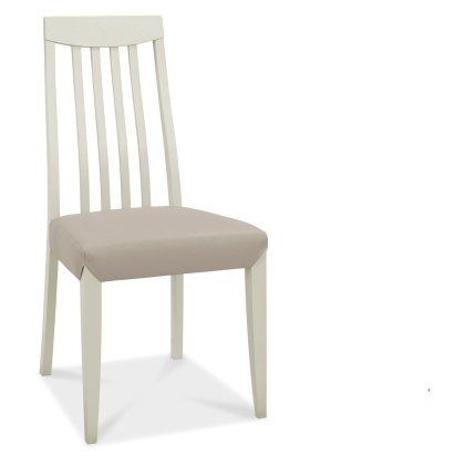 Bergen Grey Washed Slat Back Chair - Grey Bonded Leather (Sold in Pairs) by Bentley Designs Bergen Grey Washed Slat Back Chair - Grey Bonded Leather (Sold in Pairs) by Bentley Designs