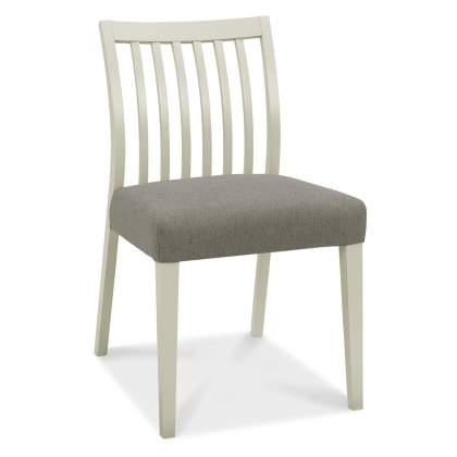 Bergen Grey Washed Low Slat Back Chair - Titanium Fabric (Sold in Pairs) by Bentley Designs