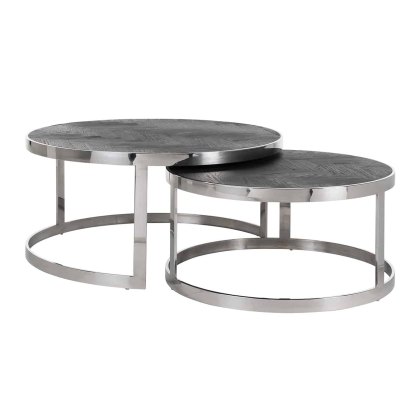 Blackbone Nest of 2 Coffee Tables (Silver Collection) by Richmond Interiors Blackbone Nest of 2 Coffee Tables (Silver Collection) by Richmond Interiors