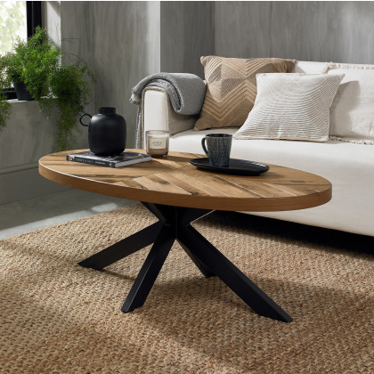 Ellipse Rustic Oak Oval Coffee Table by Bentley Designs Ellipse Rustic Oak Oval Coffee Table by Bentley Designs