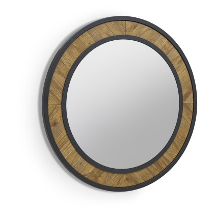 Ellipse Rustic Oak Round Wall Mirror by Bentley Designs Ellipse Rustic Oak Round Wall Mirror by Bentley Designs
