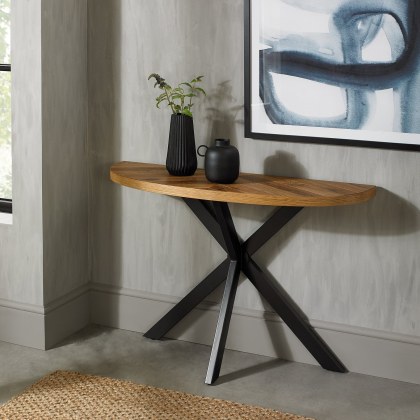 Ellipse Rustic Oak Console Table by Bentley Designs Ellipse Rustic Oak Console Table by Bentley Designs