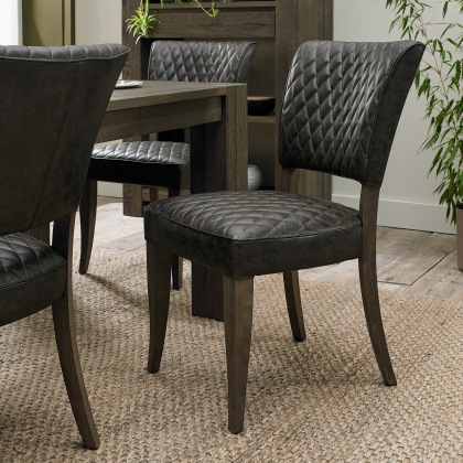 Pair of Logan Fumed Oak Upholstered Chairs (Old West Vintage Fabric) by Bentley Designs Pair of Logan Fumed Oak Upholstered Chairs (Old West Vintage Fabric) by Bentley Designs