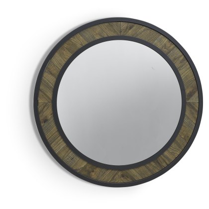 Ellipse Fumed Oak Round Wall Mirror by Bentley Designs Ellipse Fumed Oak Round Wall Mirror by Bentley Designs