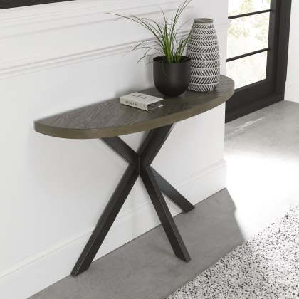 Ellipse Fumed Oak Console Table by Bentley Designs Ellipse Fumed Oak Console Table by Bentley Designs