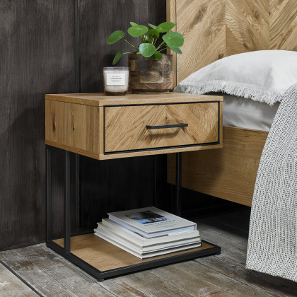 Riva Rustic Oak 1 Drawer Nightstand by Bentley Designs Riva Rustic Oak 1 Drawer Nightstand by Bentley Designs