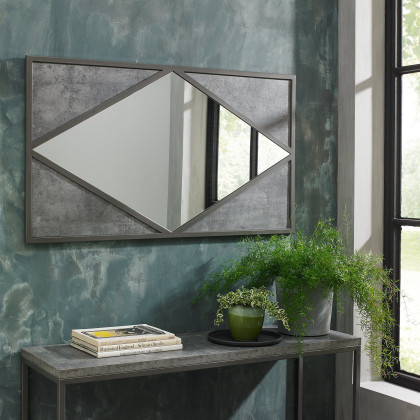 Renzo Zinc & Dark Grey Landscape Wall Mirror by Bentley Designs Renzo Zinc & Dark Grey Landscape Wall Mirror by Bentley Designs