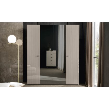 Claire 4 Door Wardrobe (2 Pearl Doors + 2 Mirror Doors) by ALF Italia Claire 4 Door Wardrobe (2 Pearl Doors + 2 Mirror Doors) by ALF Italia