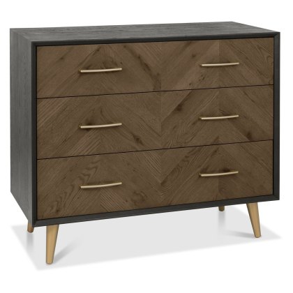 Sienna Fumed Oak & Peppercorn 3 Drawer Chest by Bentley Designs