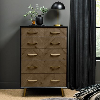 Sienna Fumed Oak & Peppercorn 5 Drawer Chest by Bentley Designs Sienna Fumed Oak & Peppercorn 5 Drawer Chest by Bentley Designs