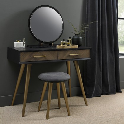 Sienna Fumed Oak & Peppercorn Gold Dressing Table by Bentley Designs Sienna Fumed Oak & Peppercorn Gold Dressing Table by Bentley Designs