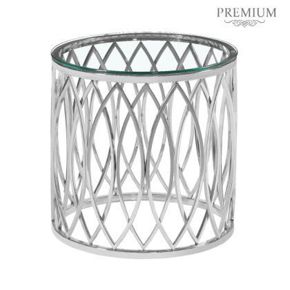Willow Chrome Metal and Glass End Table Willow Chrome Metal and Glass End Table