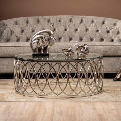 Willow Chrome Metal Glass Coffee Table