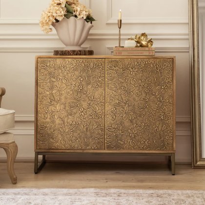 Isadora Embossed Cabinet Brass Isadora Embossed Cabinet Brass