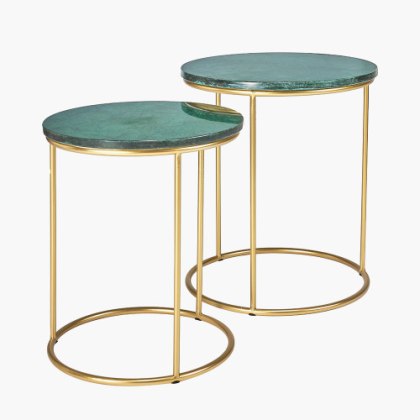 Milly S/2 Green Marble Tables Milly S/2 Green Marble Tables