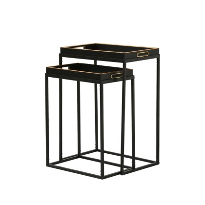 Set Of 2 Antique Gold Leaves Nesting Tables Set Of 2 Antique Gold Leaves Nesting Tables