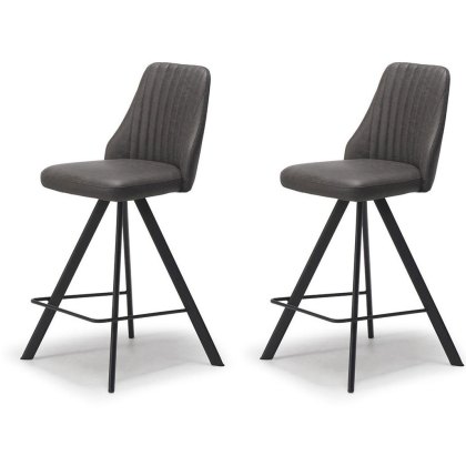 Pair of Austin Counter Stools (Dark Grey Faux Leather) by Kesterport Pair of Austin Counter Stools (Dark Grey Faux Leather) by Kesterport