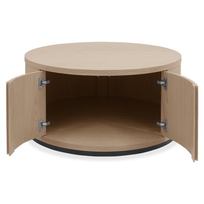 Luma Scandi Oak & Peppercorn Round Storage Coffee Table Luma Scandi Oak & Peppercorn Round Storage Coffee Table