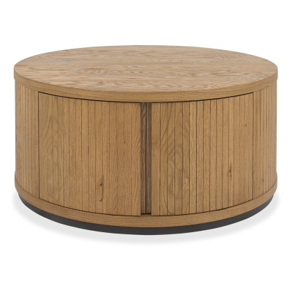Luma Rustic Oak & Peppercorn Round Storage Coffee Table Luma Rustic Oak & Peppercorn Round Storage Coffee Table