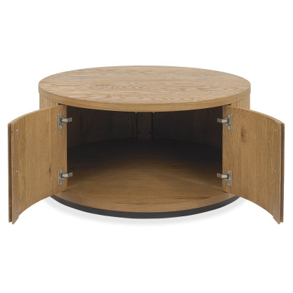 Luma Rustic Oak & Peppercorn Round Storage Coffee Table Luma Rustic Oak & Peppercorn Round Storage Coffee Table