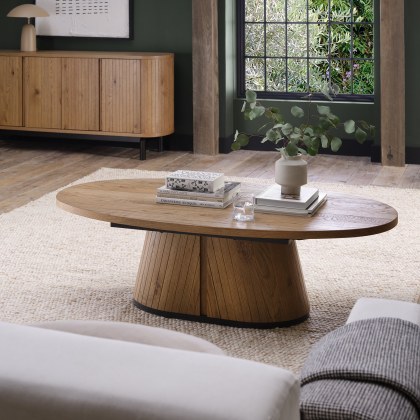 Luma Rustic Oak & Peppercorn Oval Coffee Table Luma Rustic Oak & Peppercorn Oval Coffee Table