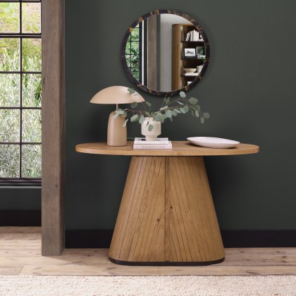 Luma Rustic Oak & Peppercorn Oval Console Table Luma Rustic Oak & Peppercorn Oval Console Table