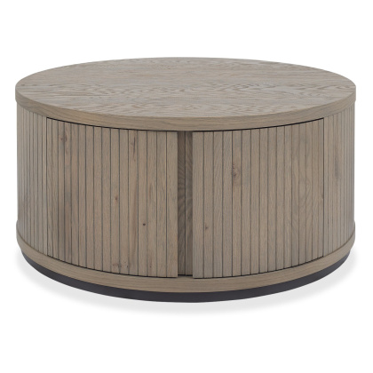 Luma Grey Oiled Oak & Peppercorn Round Storage Coffee Table Luma Grey Oiled Oak & Peppercorn Round Storage Coffee Table