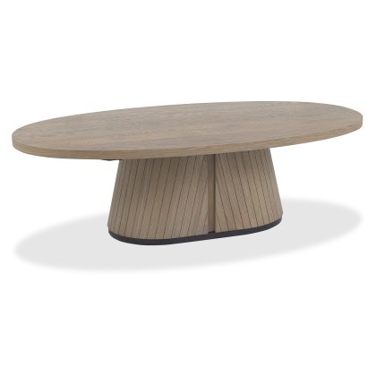 Luma Grey Oiled Oak & Peppercorn Oval Coffee Table Luma Grey Oiled Oak & Peppercorn Oval Coffee Table