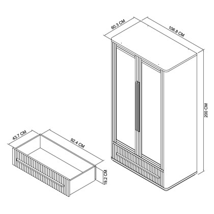 Luma Knotty Oak & Weathered Oak Double Wardrobe Luma Knotty Oak & Weathered Oak Double Wardrobe