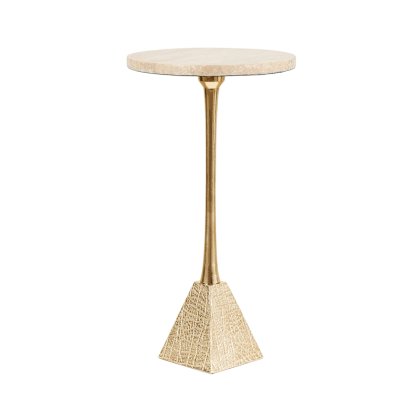 Ella Gold Metal Side Table with Cream Travertine Marble Top Ella Gold Metal Side Table with Cream Travertine Marble Top