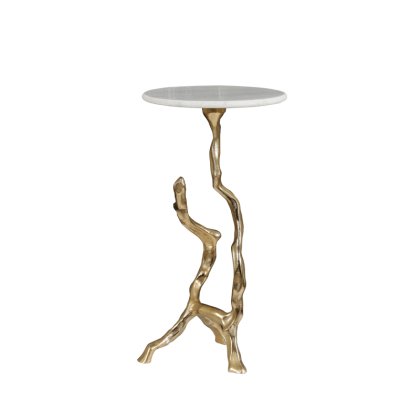 55cm Gold Metal Accent Table with White Marble Top 55cm Gold Metal Accent Table with White Marble Top