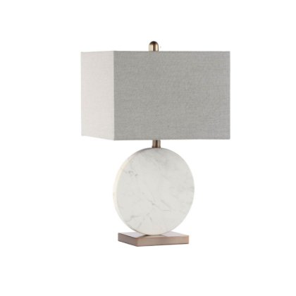 62cm White Marble Table Lamp with Grey Linen Shade 62cm White Marble Table Lamp with Grey Linen Shade