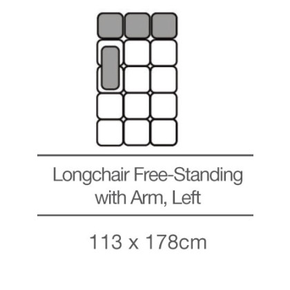 Kingsley Free-Standing Longchair with Armrest Left (113cm x 178cm) by 3C Candy Kingsley Free-Standing Longchair with Armrest Left (113cm x 178cm) by 3C Candy