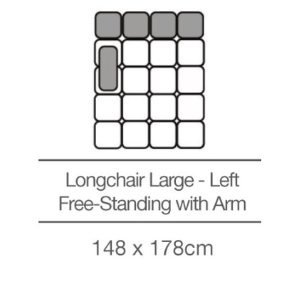 Kingsley Free-Standing Longchair Large with Armrest Left (148cm x 178cm) by 3C Candy Kingsley Free-Standing Longchair Large with Armrest Left (148cm x 178cm) by 3C Candy
