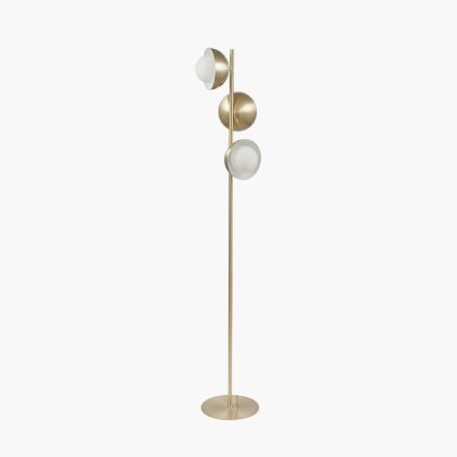 Brushed Brass Metal and White Orb Dome Floor Lamp Brushed Brass Metal and White Orb Dome Floor Lamp