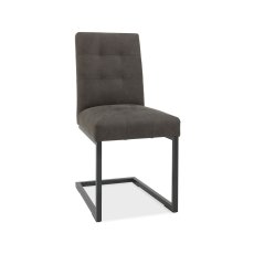 Pair of Indus Upholstered Cantilever Dining Chairs (Dark Grey Fabric) by Bentley Designs Pair of Indus Upholstered Cantilever Dining Chairs (Dark Grey Fabric) by Bentley Designs