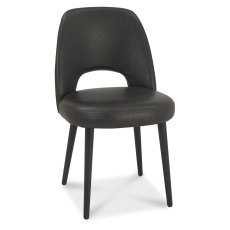 Pair of Vintage Peppercorn Upholstered Dining Chairs - Old West Faux Leather Pair of Vintage Peppercorn Upholstered Dining Chairs - Old West Faux Leather