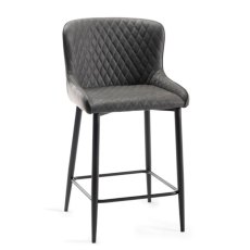 Pair of Cezanne Bar Stools (Dark Grey Faux Leather / Black Leg) by Bentley Designs Pair of Cezanne Bar Stools (Dark Grey Faux Leather / Black Leg) by Bentley Designs