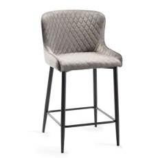 Pair of Cezanne Bar Stools (Grey Velvet / Black Leg) by Bentley Designs Pair of Cezanne Bar Stools (Grey Velvet / Black Leg) by Bentley Designs