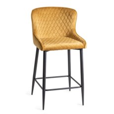 Pair of Cezanne Bar Stools (Mustard Velvet / Black Leg) by Bentley Designs Pair of Cezanne Bar Stools (Mustard Velvet / Black Leg) by Bentley Designs