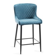 Pair of Cezanne Bar Stools (Petrol Blue Velvet / Black Leg) by Bentley Designs Pair of Cezanne Bar Stools (Petrol Blue Velvet / Black Leg) by Bentley Designs