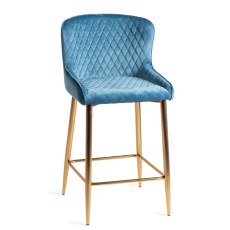 Pair of Cezanne Bar Stools (Petrol Blue Velvet / Matt Gold Leg) by Bentley Designs Pair of Cezanne Bar Stools (Petrol Blue Velvet / Matt Gold Leg) by Bentley Designs