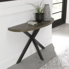 Ellipse Fumed Oak Console Table by Bentley Designs Ellipse Fumed Oak Console Table by Bentley Designs