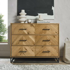 Riva Rustic Oak 3 Drawer Chest by Bentley Designs Riva Rustic Oak 3 Drawer Chest by Bentley Designs